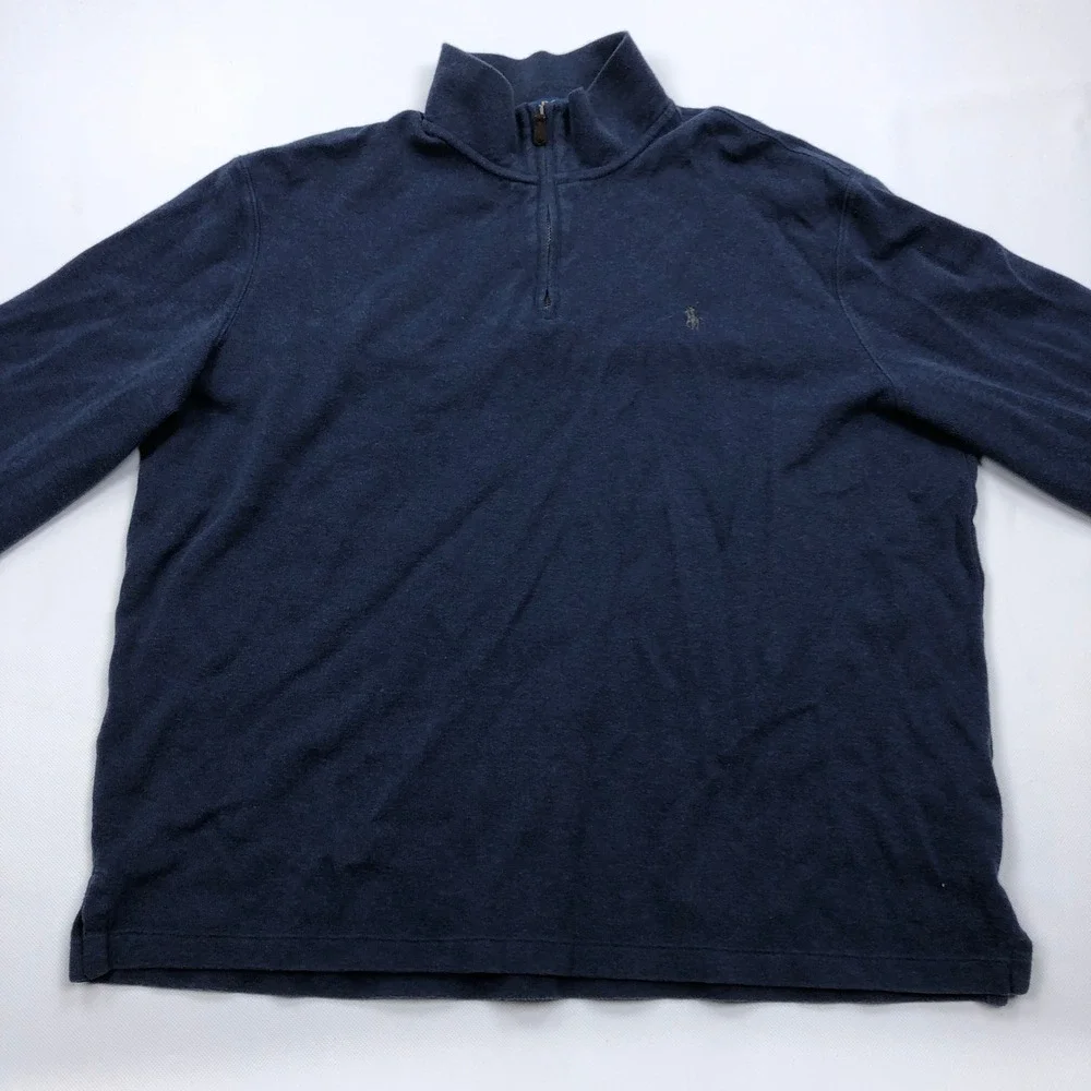 Polo Ralph Lauren Estate Rib Quarter Zip Pullover Navy Blue Mens XL Sweater